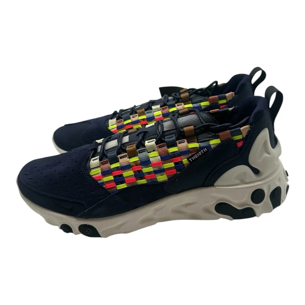 Nike React‎ Sertu Shoes Mens 8.5 Blackened Blue Black Sail Sneakers AT5301-400